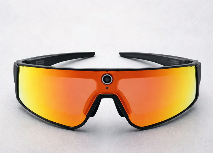 Gafas Deportiva Ciclismo — montura negra lente naranja espejo